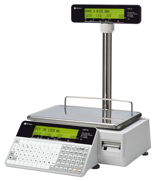 Ishida Uni-3 L2 Dual Range 6kg x 2g/15kg x 5g Label/Receipt Scale With Pole